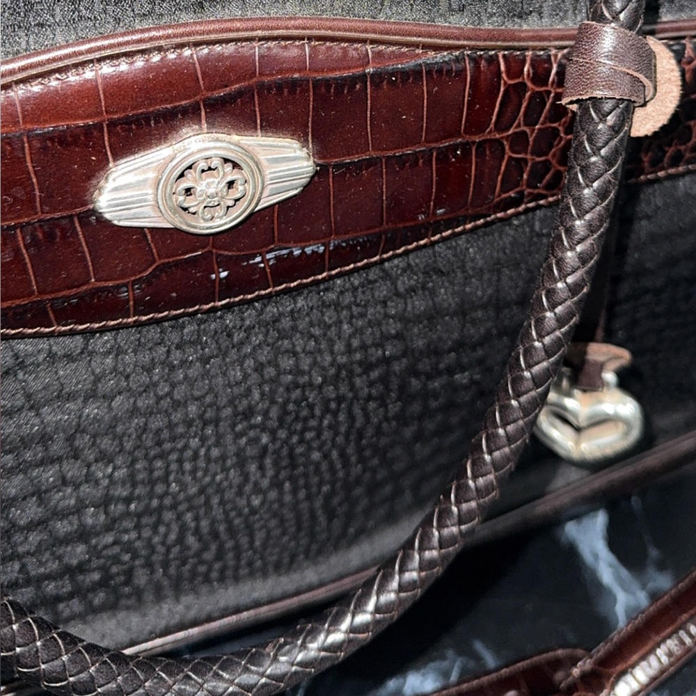 BRIGHTON Martha Bag Briefcase Bag Laptop IPad Large Bag Black Brown AUTHENTIC - Picture 4 of 16